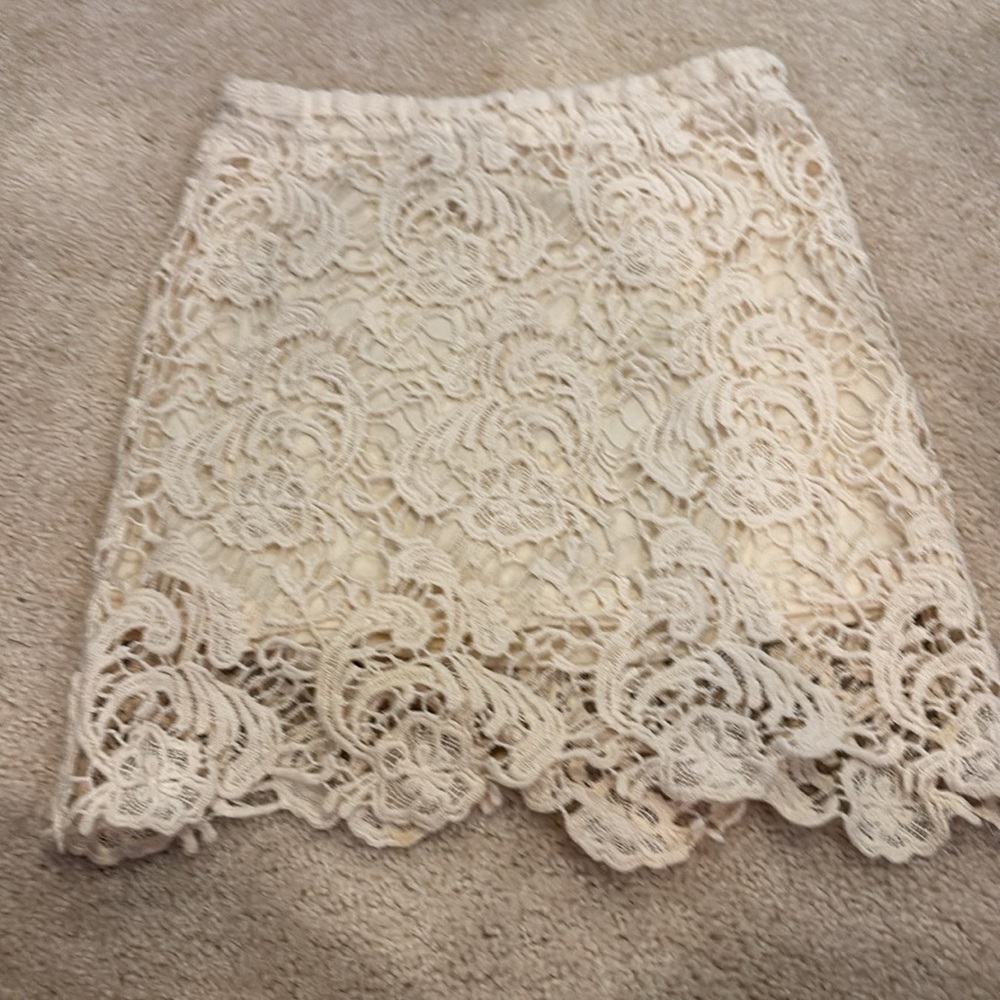 Women Junior’s Cream Crochet Skirt - Picture 3 of 3